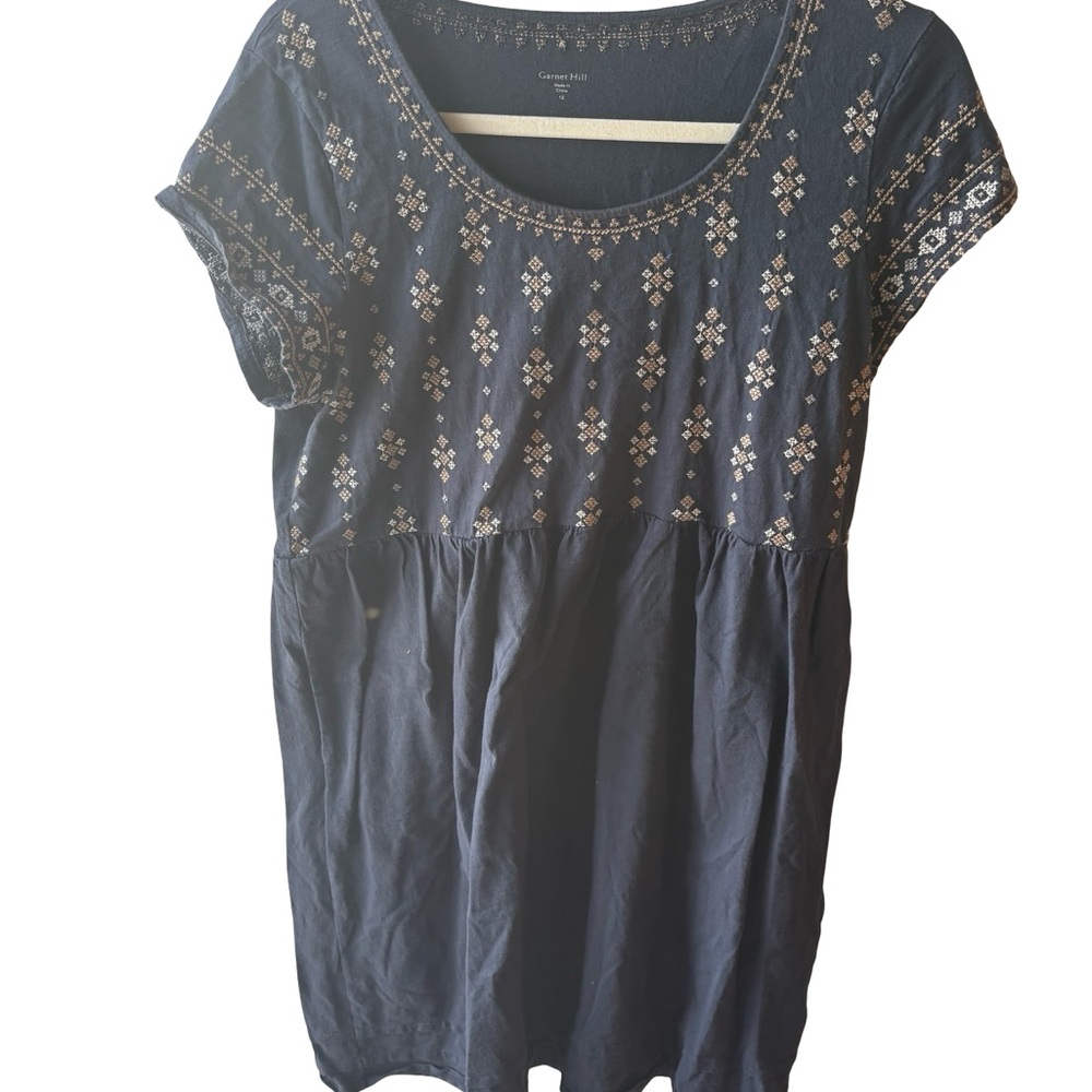 Garnet Hill Organic-Cotton Embroidered Knit Dress 12 - Picture 3 of 6